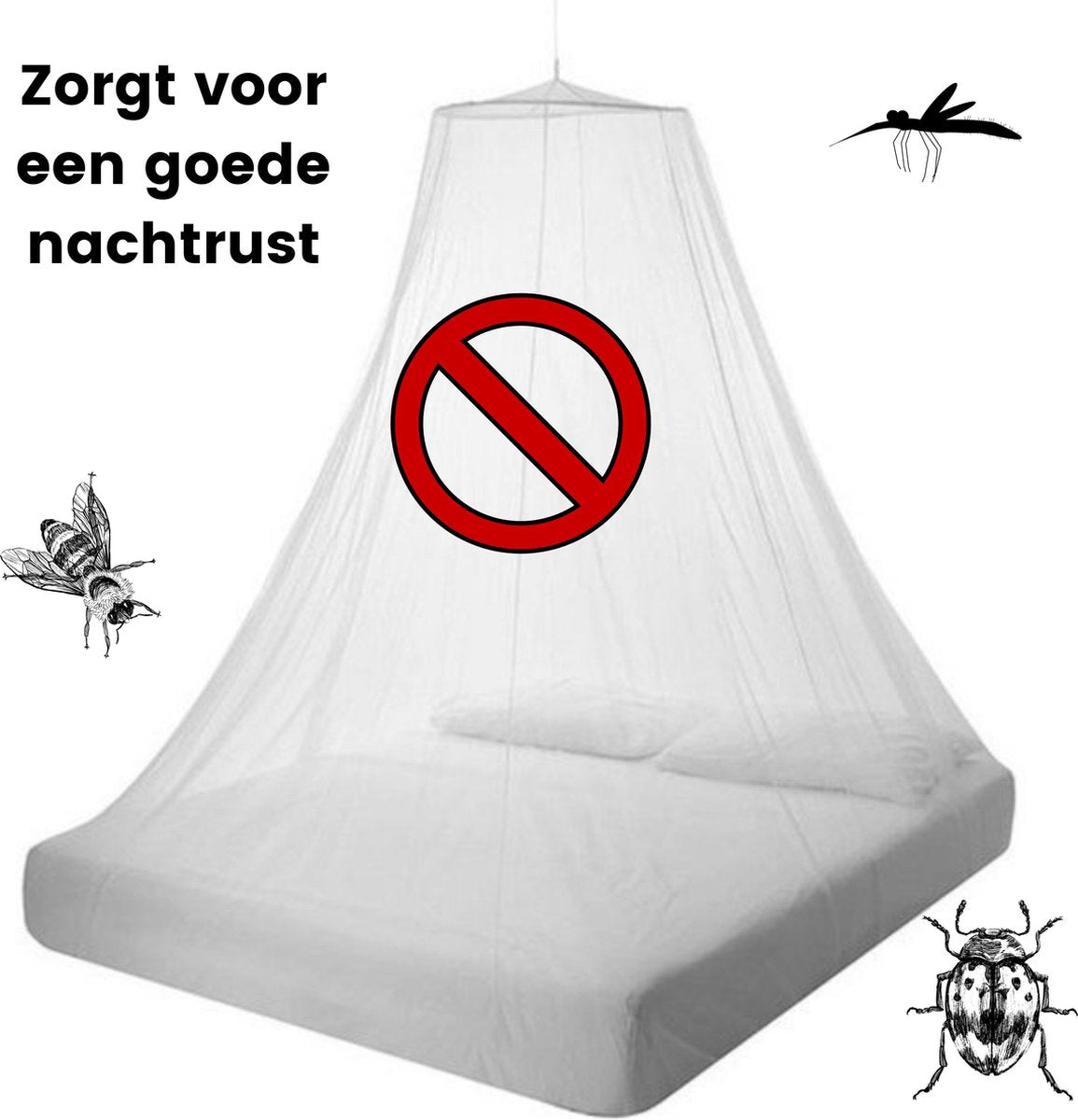 Klamboe XL Wit - Muskietennet - Hemeltje - Sluier Ledikant - Muggennet Baby - Mosquito Net - Volwassenen Bed - 2 Persoons
