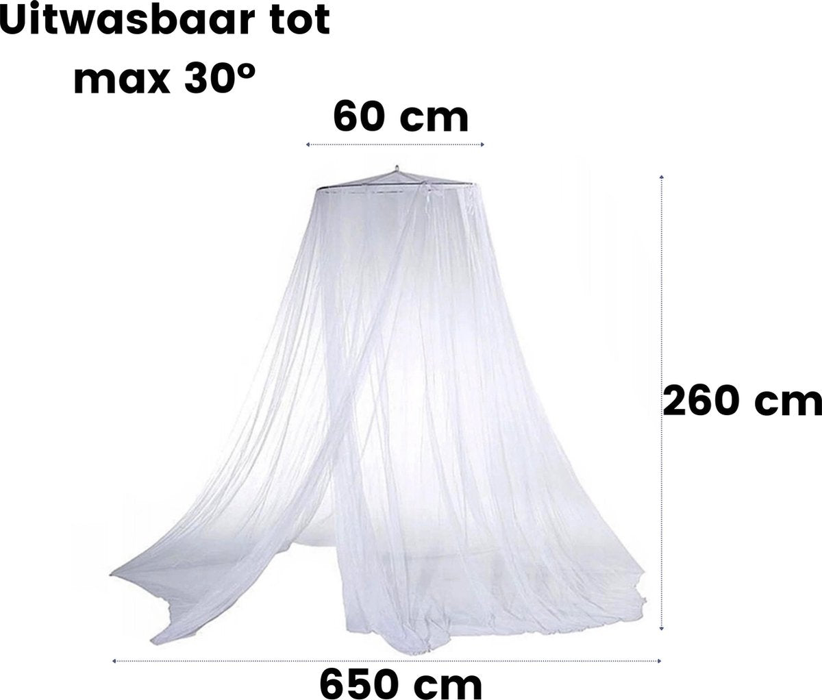 Klamboe XL Wit - Muskietennet - Hemeltje - Sluier Ledikant - Muggennet Baby - Mosquito Net - Volwassenen Bed - 2 Persoons