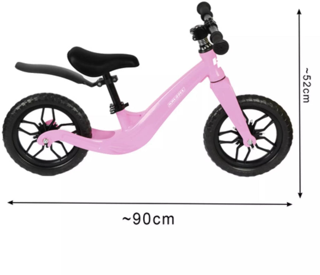 Kruzzel Loopfiets Roze – 12 Inch Kinderfiets met Verstelbaar Zadel en Draagriem