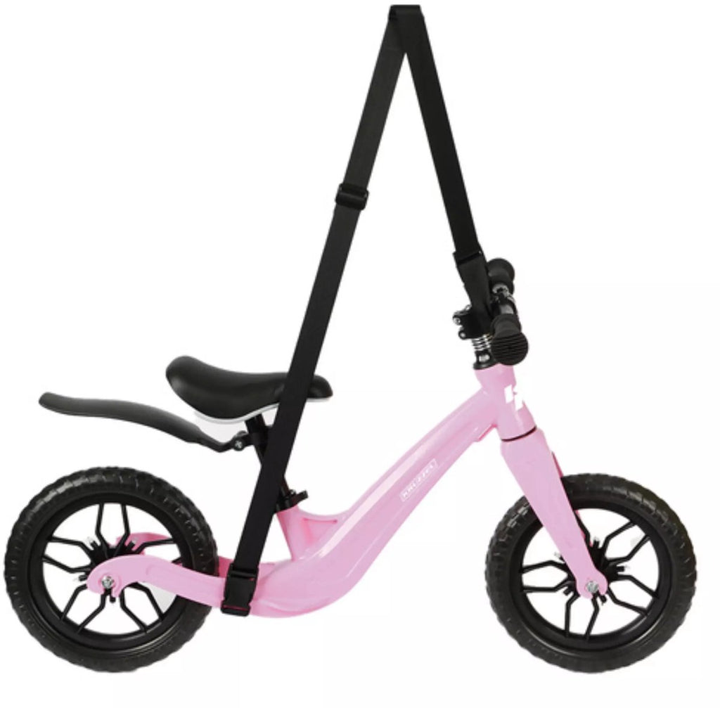 Kruzzel Loopfiets Roze – 12 Inch Kinderfiets met Verstelbaar Zadel en Draagriem