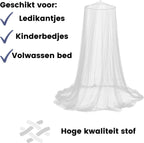 Klamboe XL Wit - Muskietennet - Hemeltje - Sluier Ledikant - Muggennet Baby - Mosquito Net - Volwassenen Bed - 2 Persoons