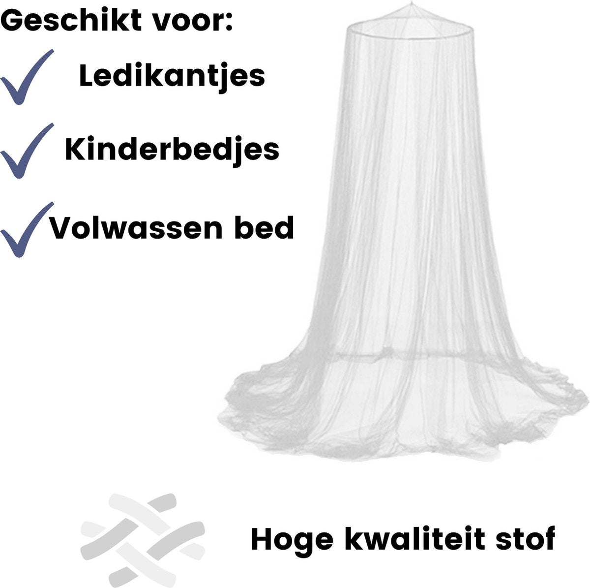 Klamboe XL Wit - Muskietennet - Hemeltje - Sluier Ledikant - Muggennet Baby - Mosquito Net - Volwassenen Bed - 2 Persoons