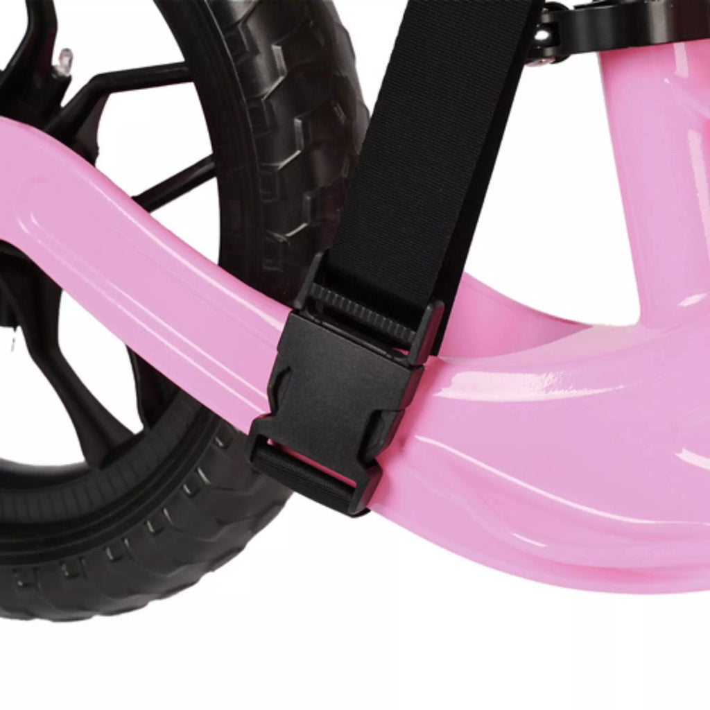 Kruzzel Loopfiets Roze – 12 Inch Kinderfiets met Verstelbaar Zadel en Draagriem