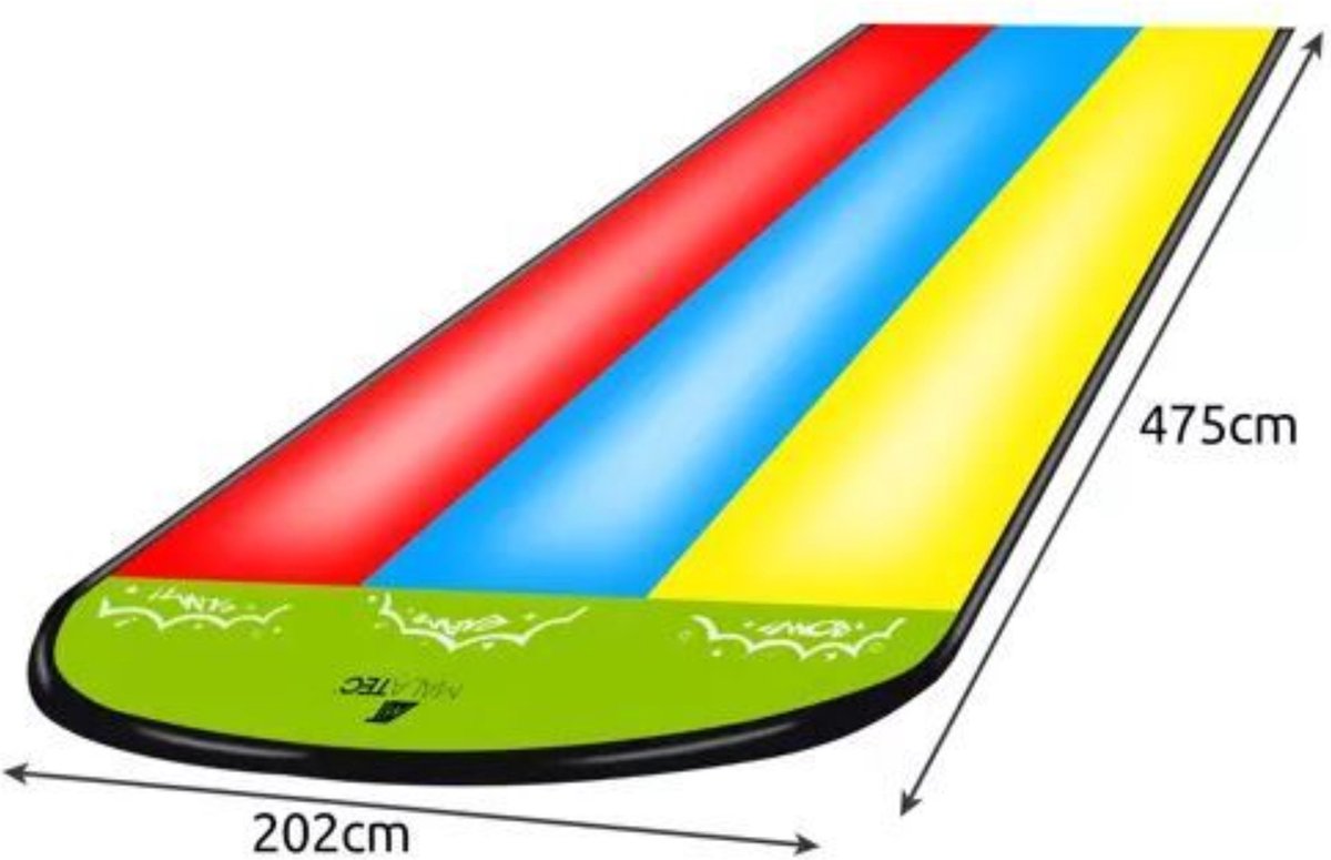 Waterglijbaan - Buikschuifbaan - Waterslide - Waterglijmat - Buikschuifmat - 3 Banen Met Sproeiers
