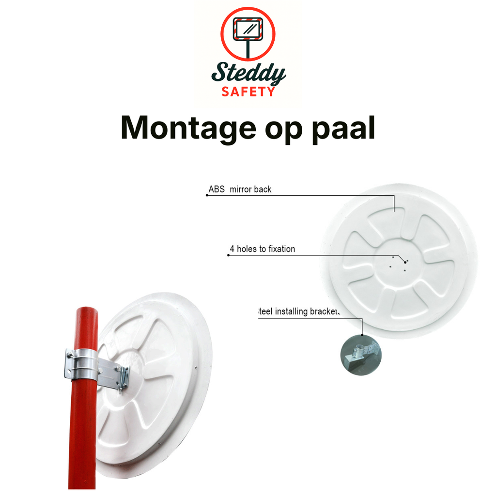 Verkeersspiegel 60 cm Convex met Reflectoren – Indoor & Outdoor (nr.22)
