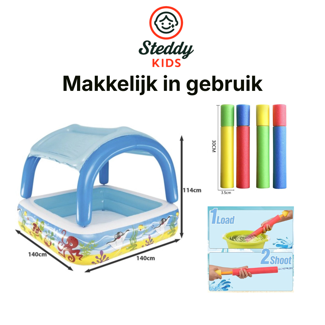 Opblaasbaar Kinderzwembad inclusief 2 mini Foam waterkanonnen