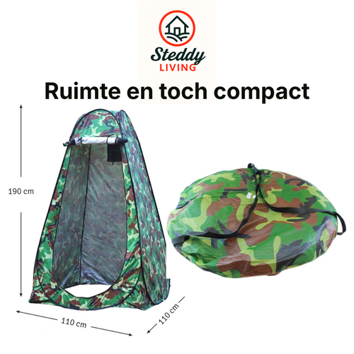 Douchetent Pop-up 190 cm - Camping douche - Omkleedtent - incl. Tentharingen en Draagtas