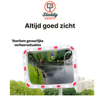 Verkeersspiegel Uitrit Rechthoek met Reflectoren - 80x60 cm - XL Veiligheidsspiegel Dodehoekspiegel Buiten - Traffic Mirror - Bolle Spiegel