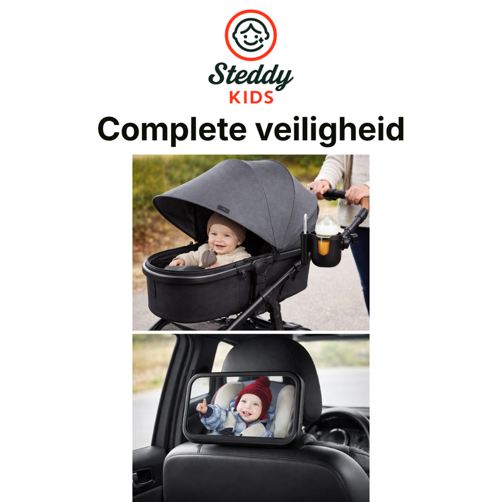 Complete Baby Accessoires Set – Kinderwagen Fleshouder, Schaduwdoek & Autospiegel