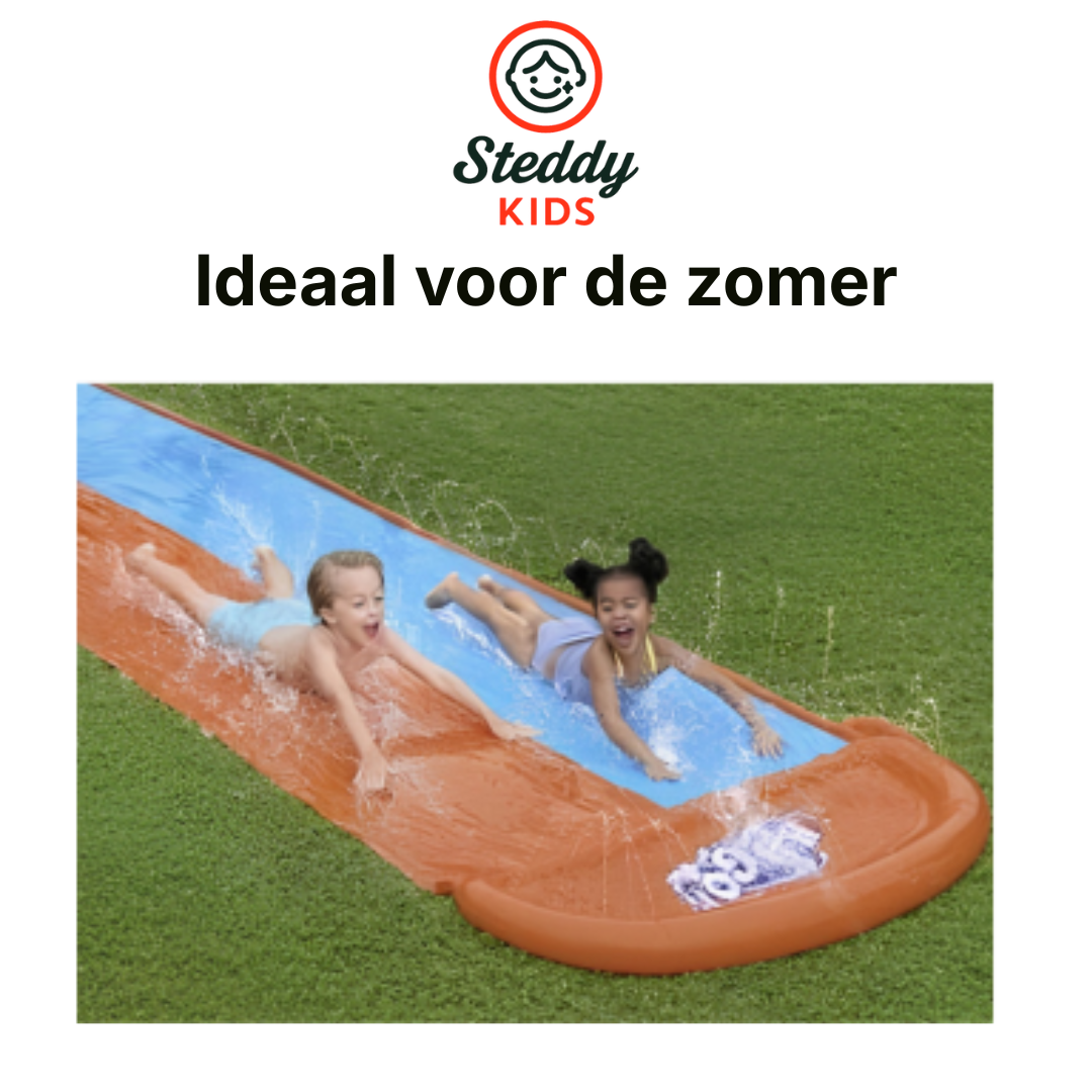 Waterglijbaan Dubbel - Buikschuifbaan - Waterslide - Waterglijmat Blauw / Oranje