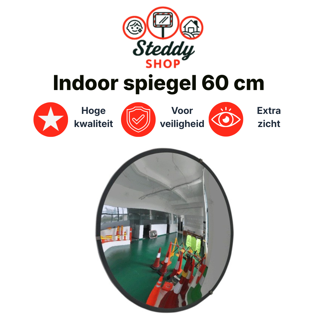 Verkeersspiegel 60 cm Convex Indoor – Slagvast PMMA – 130° Kijkhoek (nr.24)