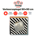 Verkeersspiegel 90×90 cm – Convex – PMMA – Zwart/Wit – Inclusief Montagebeugel (nr. 8)