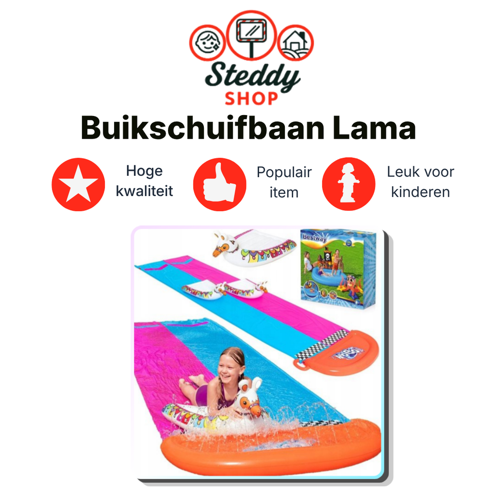 Waterglijbaan - Buikschuifbaan - Waterslide - Waterglijmat - Buikschuifmat