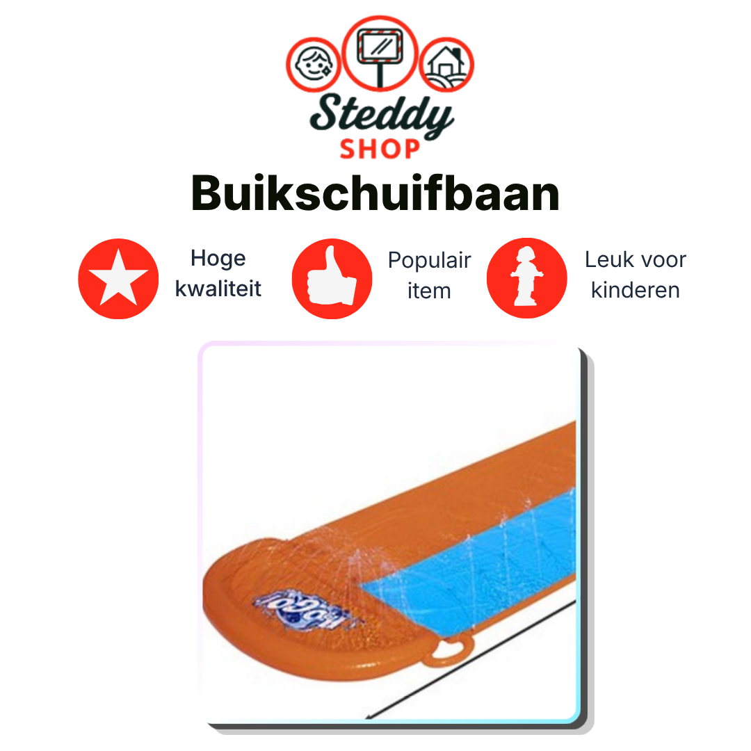 Waterglijbaan Dubbel - Buikschuifbaan - Waterslide - Waterglijmat Blauw / Oranje