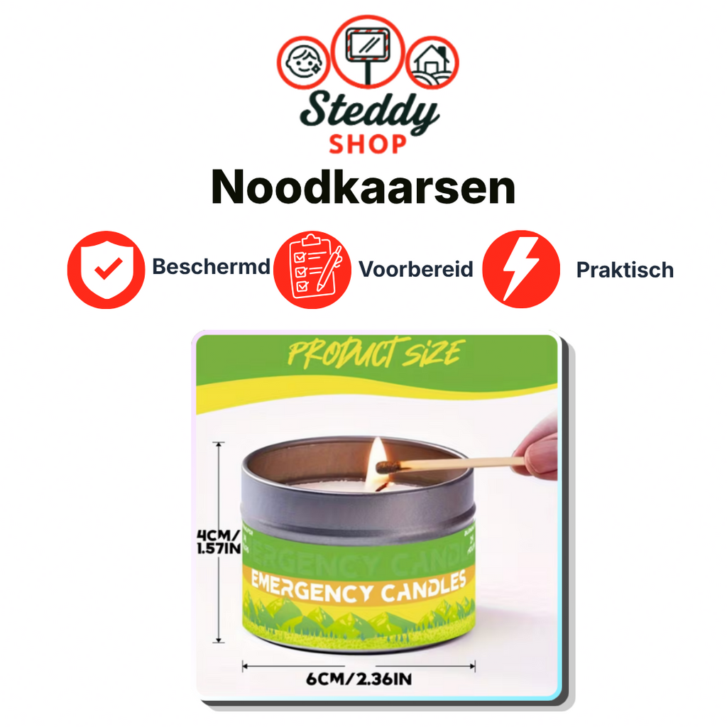 Noodkaarsen in Blik – 5 Stuks – 120 Uur – Geurloos